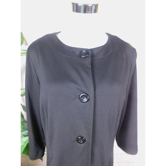 Black Ruffle Hem Button Front Half Sleeve Jacket Coat Elegant M - Picture 3 of 11